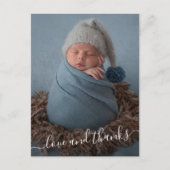 ベビー写真ありがとうスクリプト誕生発表 ポストカード (正面)