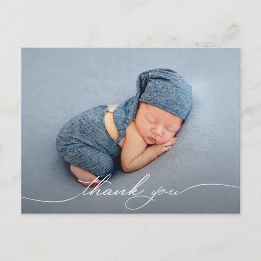 ベビー写真ありがとうスクリプト誕生発表 ポストカード (正面)