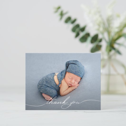 ベビー写真ありがとうスクリプト誕生発表 ポストカード (スタンド正面)