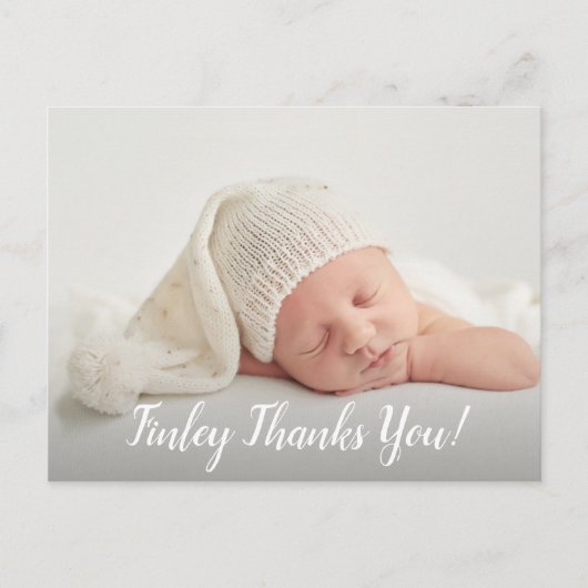 ベビー写真ありがとうスクリプト誕生発表 ポストカード (正面)