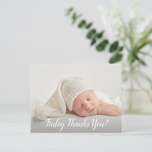 ベビー写真ありがとうスクリプト誕生発表 ポストカード (スタンド正面)