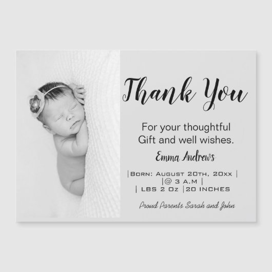 ベビー写真ありがとうスクリプト誕生磁気 (正面)