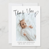 ベビー写真ありがとうハートスカジュアルクリプト誕生 案内状 (正面)