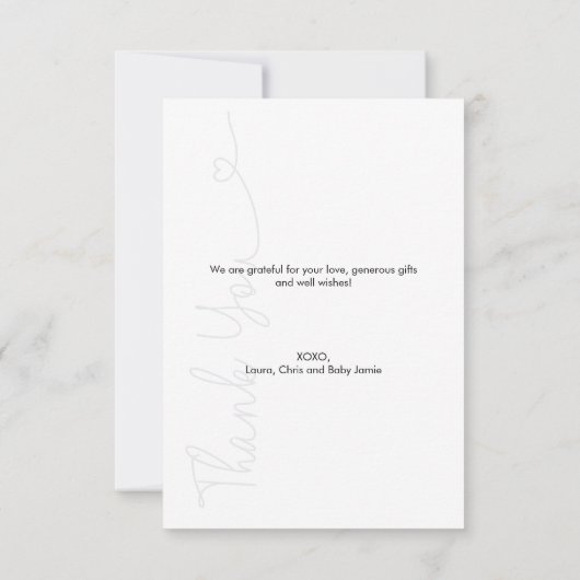 ベビー写真ありがとうハートモダンベビーシャワー サンキューカード (裏面)