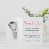 ベビー写真ありがとうピンクの誕生発表 案内状 (スタンド正面)