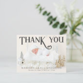 ベビー写真ありがとうモダンハート誕生 案内ポストカード (スタンド正面)