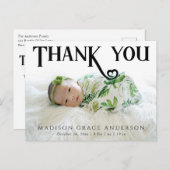 ベビー写真ありがとうモダンハート誕生 案内ポストカード (正面/裏面)