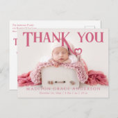 ベビー写真ありがとうモダンハート誕生 案内ポストカード (正面/裏面)