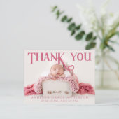 ベビー写真ありがとうモダンハート誕生 案内ポストカード (スタンド正面)