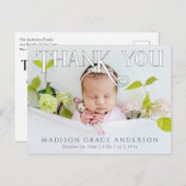 ベビー写真ありがとうモダンハート誕生 案内ポストカード (正面/裏面)