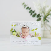 ベビー写真ありがとうモダンハート誕生 案内ポストカード (スタンド正面)