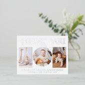 ベビー写真ありがとうモダンハート誕生 箔招待状ポストカード (立ち正面)