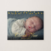 ベビー写真ありがとう金ゴールドハート ジグソーパズル (横)