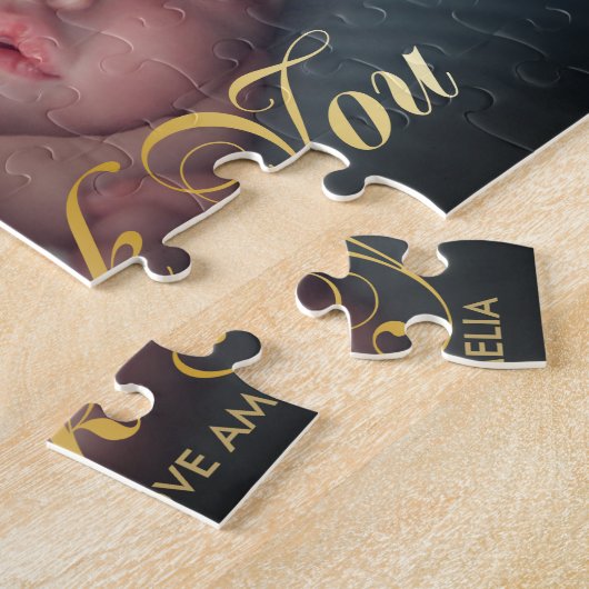 ベビー写真ありがとう金ゴールドハート ジグソーパズル (側面)
