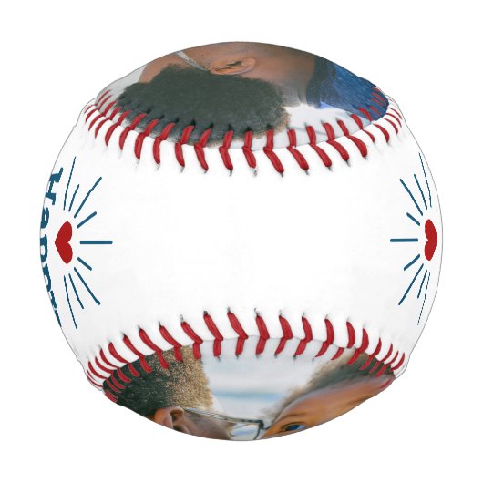 ベビー写真からパパのための最初の誕生日 野球ボール (裏面)