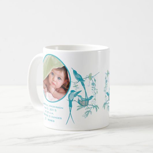 ベビー写真かわいいハミングバードファミリー コーヒーマグカップ (正面左)