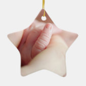 ベビー写真かわいい初めてのクリスマススター セラミックオーナメント (裏面)