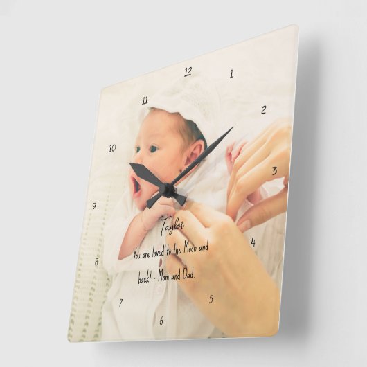 ベビー写真かわいい子供部屋の壁時計 スクエア壁時計 (傾斜)