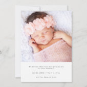 ベビー写真かわいい赤ホットエアバルーン誕生 案内状 (裏面)