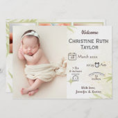 ベビー写真とゴールデン葉の誕生発表カード (正面/裏面)