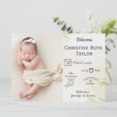 ベビー写真とゴールデン葉の誕生発表カード (スタンド正面)
