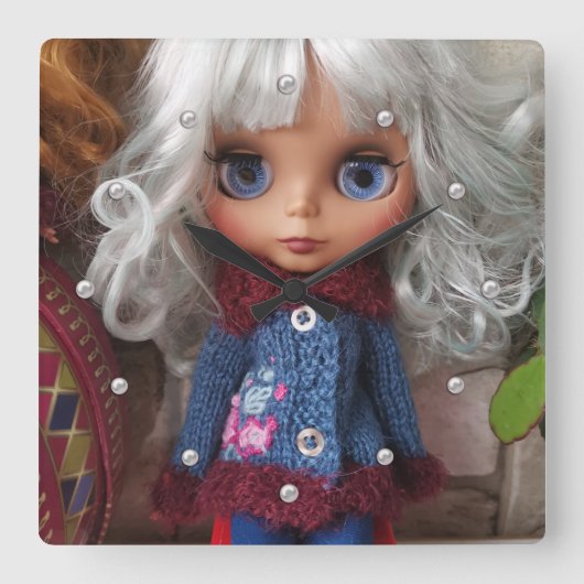 ベビー写真の人形，人形パーソナライズされた，趣味 スクエア壁時計 (正面)