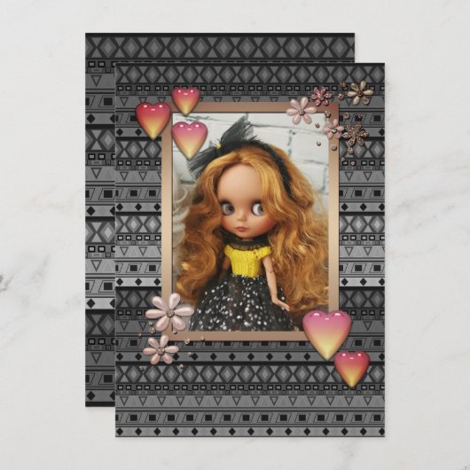 ベビー写真の人形，人形パーソナライズされた，趣味 案内状 (正面/裏面)