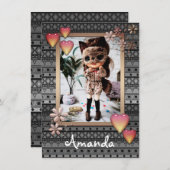 ベビー写真の人形，人形，ホビーパーソナライズされたズanou 案内状 (正面/裏面)
