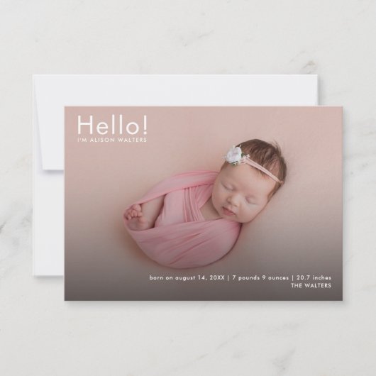 ベビー写真の名前と統計の発表 (正面)