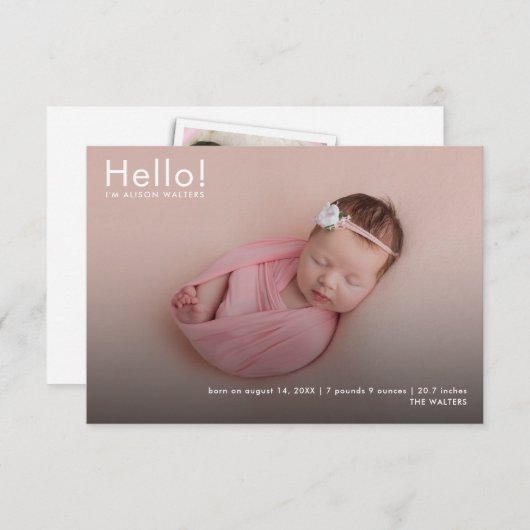 ベビー写真の名前と統計の発表 (正面/裏面)