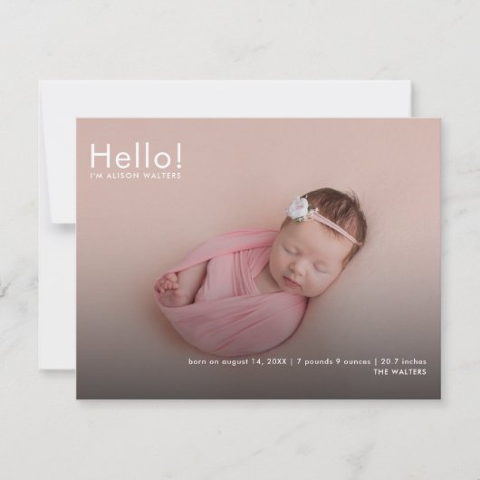 ベビー写真の名前カスタム誕生のお知らせ (正面)
