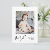 ベビー写真の手書書モダンありがとう サンキューカード (スタンド正面)