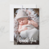 ベビー写真の発表手書きスクリプト サンキューカード (正面)