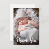 ベビー写真の発表手書きスクリプト サンキューカード (正面/裏面)