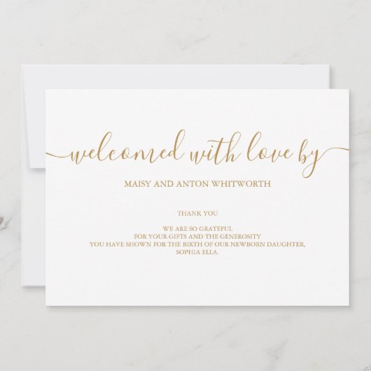 ベビー写真の緑の台本の誕生のお知らせ 案内状 (裏面)