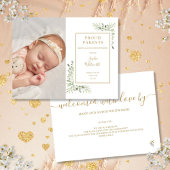 ベビー写真の緑の台本の誕生のお知らせ 案内状