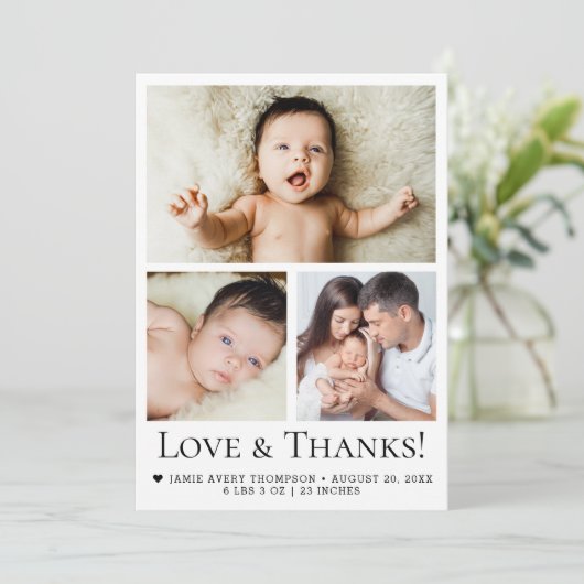 ベビー写真の誕生発表の愛と感謝してい 招待状 (スタンド正面)