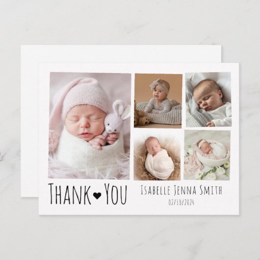 ベビー写真の誕生発表カード写真コラージュ ポストカード (正面/裏面)