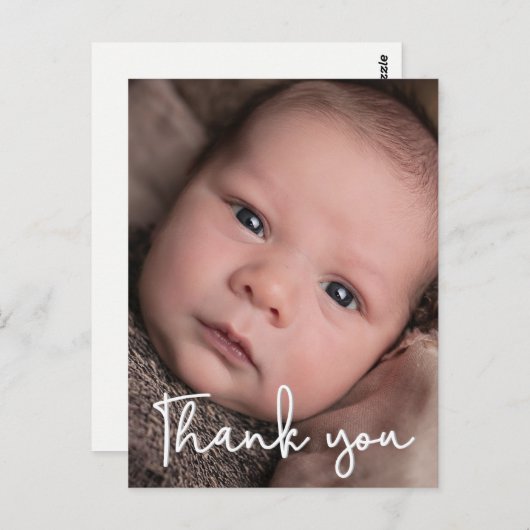 ベビー写真の誕生発表ポートレートありがとう ポストカード (正面/裏面)
