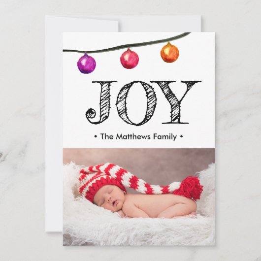 ベビー写真アナウンスクリスマスホリデージョイ シーズンカード (正面)