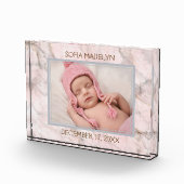 ベビー写真エレガントOn Light Pink Marble Pattern フォトブロック (右)