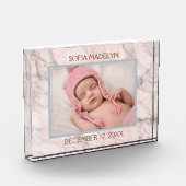 ベビー写真エレガントOn Light Pink Marble Pattern フォトブロック (左)