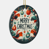 ベビー写真クリスマスかわいいロビンス セラミックオーナメント (右)