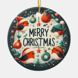 ベビー写真クリスマスかわいいロビンス セラミックオーナメント