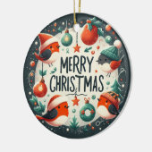 ベビー写真クリスマスかわいいロビンス セラミックオーナメント (左)