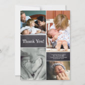 ベビー写真コラージュありがとうお誕生日おめでとう マグネット招待状 (正面)