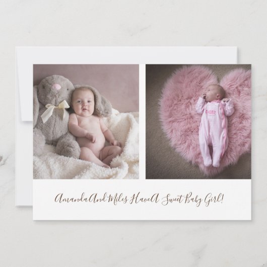 ベビー写真コラージュの誕生発表スクリプト 案内状 (裏面)