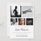 ベビー写真コラージュの誕生発表 招待状 (正面)