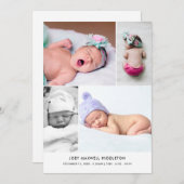 ベビー写真コラージュモダン生誕発表 案内状 (正面/裏面)