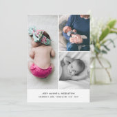 ベビー写真コラージュ誕生のお知らせエレガント 案内状 (スタンド正面)